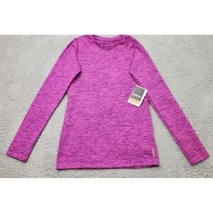 Reebok Activewear Shirt Girls Large Purple Space Dye‎ Long Sleeve Crew Neck Logo